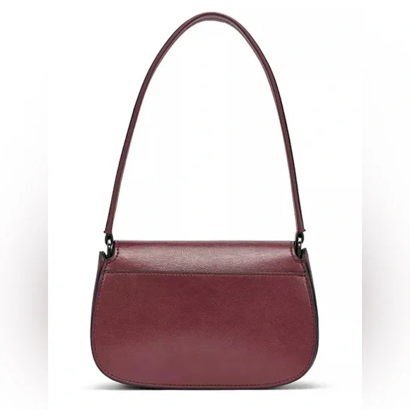 Calvin Klein Red Baguette Shoulder Bag Y2K Minimalist Clasp Small Purse - Picture 8 of 11